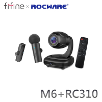 FIFINE X ROCWARE M6領夾麥克風+RC310視訊攝影機直播組合