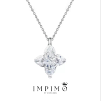 (All Mo/ 1 CT/ 3 CT) สร้อยคอเพชรโมซาไนต์แท้จาก Impimo ดีไซน์ใบโคลเวอร์ ขนาด 1 กะรัต และ 3 กะรัต (สาม