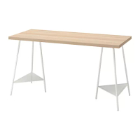 LAGKAPTEN/TILLSLAG 書桌/工作桌, 染白橡木紋 白色, 140x60 公分