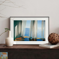 北歐繪畫窗戶窗簾面朝大海風景畫客廳裝飾畫民宿餐廳掛畫臥室壁畫