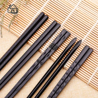 1 Pair Black Alloy Chinese Chopsticks Food Sushi Sticks Reusable Non Slip Dishwasher Safe Bamboo Food Grade Sushi Chopsticks