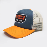 Linkswear Topi Trucker Pria Topi Jaring Pria Distro Bordir Timbul - Mustard Grey Cream