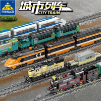 New City Train Power-Driven Diesel Rail Train Cargo With Tracks Set Model High-tech Compatible All Brands Building blocks