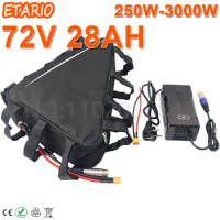 18650 Cell Ebike Battery 72V 30Ah 25Ah 20AH 18AH Triangle Electric Bicycle Lithium ion Battery For 3000W Electric Bike Scooter