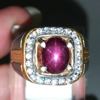 Cincin Batu Akik Merah Ruby Star