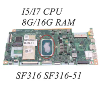 NBABD11002 NB.ABD11.002 GH4UT LA-L151P For Acer Swift 3 SF316 SF316-51 PC Motherboard I5/I7 CPU+8G/16G RAM
