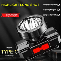 ไฟแรงงานแบบหมวก LED ชาร์จได้ พอร์ต Type‑C ระยะไกล สำหรับตั้งแคมป์ ตกปลา และกิจกรรมกลางแจ้ง รุ่น J6Y9