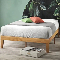 Wood Platform Bed Frame / Wood Slat Support / No Box Spring Needed / Easy Assembly, Natural, Queen