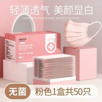 粉紅口罩獨立包裝 透氣輕薄 秋冬必備 顯白顯瘦 高顏值- 粉色高顏值醫用獨立裝50隻 均碼