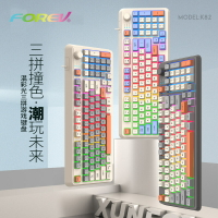 有線辦公K94薄膜旋鈕鍵盤三拼色發光機械手感臺式電腦鍵盤425