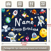 1pc Customizable Space-Themed Birthday Banner - Personalized Name & Happy Birthday Text, Astronaut R