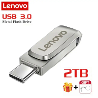 Lenovo Metal 2-IN-1 USB 3.0 Pen Drive 2TB TYPE C การถ่ายโอนไฟล์ความเร็วสูง1TB ความจุขนาดใหญ่พิเศษ OTG Storage USB Flash Drive