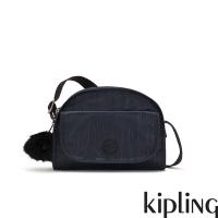 Kipling 光澤緞面黑絲絨翻蓋側背包-LETICIA