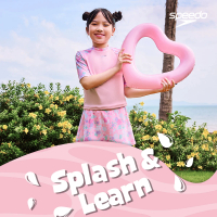 【SPEEDO】女孩 休閒兩件式防曬上衣及泳裙Splash ＆ Learn(粉/碎花)