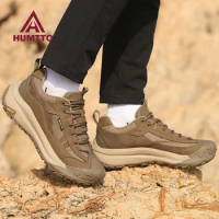 HUMTTO cowhide Outdoor Men's Hiking boots waterproof hunting Boots Tactical Desert Combat Ankle shoes Military Walking Sneakers