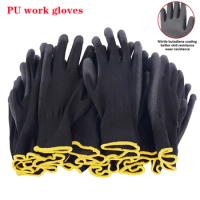 Nitrile safety coated work gloves PU and palm coated gloves safety gloves are suitable for construction and maintenance vehicles