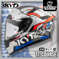 KYT 安全帽 TT-COURSE TTC #14 銀 亮面 太空猴 排齒扣 藍牙耳機槽 全罩 耀瑪騎士機車部品