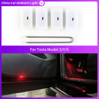 4PCS Car Ambient Light For Tesla Model 3 Y S 2018-2021 Foot Door Tailgate Light Car Atmosphere Ambient Light Decoration
