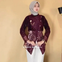 Nirvana Outer Tunik kebaya janggan kebaya Tulle brokat Atasan Kondangan