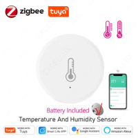 Tuya Smart Zigbee Temperature And Humidity Sensor Indoor Thermometer Monitor For Home Works With Alexa Google Home Assistant