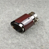 Four Slots Red Carbon Fiber For Akrapovic Exhaust Pipe Car Universal Length 160MM Stainless Steel Muffler Tip Car Accessories