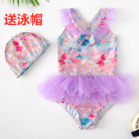 兒童泳衣女童連體中大童小孩公主裙夏季泳裝新款美人魚游泳衣