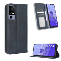 For TCL 40R luxury magnetic buckle retro pattern leather case for TCL 40R phone protective case