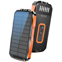 25000mAh Solar Power Bank Portable Qi Wireless Charger Powerbank for iPhone 14 Samsung Huawei Xiaomi Poverbank LED Camping Light