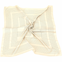 Toteme 字母縫線條紋標誌卡其色真絲方巾 圍巾(80x80)