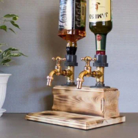 Wine Dispenser Wooden Faucet Holder Vertical Cocktail Whisky Beer Alcohol Liquor Rack Stand Dispenser Bar Tool Alcohol Divider