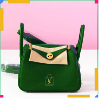 Tas Selempang Wanita Lindy Mini Kulit Jeruk Premium Hijau Army 20 cm dengan Pengencang Berseleting