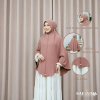 SAELUMA X RUBINA Khimar Bergo Dagu Syar'i / Bergo Malaysia Dagu Crinkle Airflow Premium Jumbo Soft P