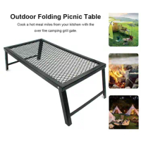 Roll table Picnic Table Net Folding Campfire Grill Heavy Duty Camping Grill With Legs Storage Rack For Outdoor Camping Table