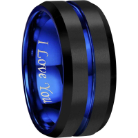 4mm 6mm 8mm 10mm Cincin Perkahwinan Tungsten Karbida Warna Biru/Emas Mawar dengan Corak Alur dan Kem