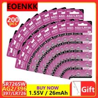 200pcs AG2 397 1.55V Lithium Batteries LR726 397A L726F SR726SW Environmental Protection Button Batt