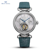 Seagull Tourbillon Mechanical Watch Vintage Women Manual Winding Wristwatch Lady Waterproof Leather часы женские наручные 8100L