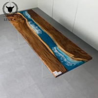 Custom South American walnut resin solid wood board Factory Direct modern Irregular shaped wood dining table top live edg