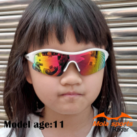 【MOLA】兒童太陽眼鏡 運動 墨鏡 大童 8-14歲 男女 UV400 白框 多層彩色鍍膜鏡片 Radar-wm 摩拉