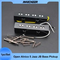 Open Alnico 5 Jazz JB Bass Pickup Neck or Bridge Pickup Braided Cloth Cable for 4 String Bass Parts