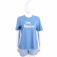 LOVE MOSCHINO 植絨字母藍色短袖TEE T恤