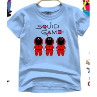 เสื้อยืดเด็ก SQUID GAME (สำหรับวัย 3-14 ปี) ผลิตจากผ้าโพลีเอสเตอร์พร้อมเทคโนโลยีการระบายความชื้นและก