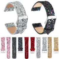 Shiny PU Leather Strap for Xiaomi Huami Amazfit A1602 Band Glitter Christmas Watchbands 22mm Replacement Bracelet