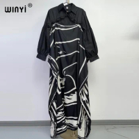 Middle East Fashion Blogger recommend popular printed silk kaftan maxi dresses loose spring beach bohemian long dress for lady