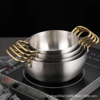 Korean Style Stainless Steel Soup Pot, Induction Cooker, Household Binaural Ramen Pot, Instant Noodles