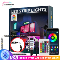 55 inch TV LED Strip Smart Strip Lights with 24 Keys Remote Control 5V LED Rope Light Bar Wireless 5050 SMD LED for TV Backlight