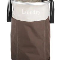 Whitmor Easycare Round Polyester Laundry Hamper, Java, Adult use