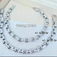 Gelang rantai tiger padat emas putih 750 kadar 17k 6,86gr-17cm