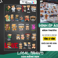 [Sticker ủi nhiệt Premium] - Hình Gấu Teddy Bear 3D G19 khổ A4