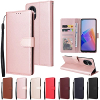 100pcs/Lot Solid Color Wallet PU Leather +TPU Case For OPPO A58/A78/A57 A96 RENO 7 8T 4G 5G REALME C30