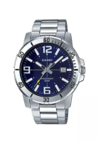CASIO Men's Analog Watch MTP-VD01D-2BV Silver Stainless Steel Band Watch for Men